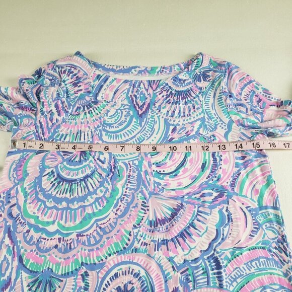 Lilly Pulitzer Sopie Ruffle Dress Girls XL 12/14 Blue Happy As a Clam 3/4 Sleeve - Picture 7 of 9